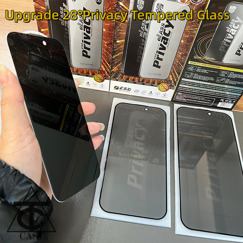 กระจกนิรภัยกันฝุ่นเพื่อความเป็นส่วนตัวสำหรับ iPhone 11 16 15 14 12 13 Pro Max XR 6 7 8 Plus X XS Max ฟิล์มกันมองทะลุ