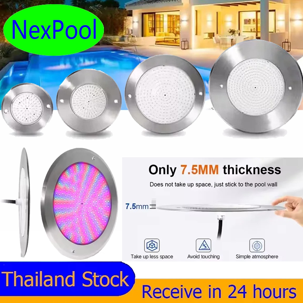 NexPool Ultra Thin Stainless Steel Swimming Pool Light LED Underwater Light 18W Waterproof Wall Lamp RGB Smart Control