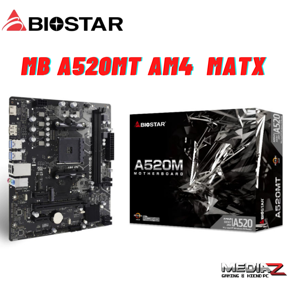 ส่งด่วน+โค้ดลด MB A520MT Biostar ใหม่ ประกันศูนย์ไทย3ปี เมนบอร์ด AM4 Micro mATX A520 A520M AMD