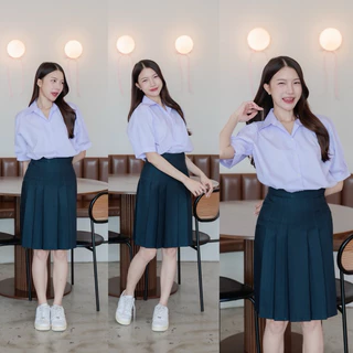 กระโปรงนักเรียนทรงแคบ สีกรมเข้ม-สีดำ ผ้าดีวาย ความยาว 22 - 26” เอว 23-32 “ทรงสวย รีดง่าย มีกระเป๋าลับใส่โทรศัพท์