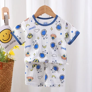 ชุดเซ็ทเด็ก เสื้อแขนสั้น+กางเกงขาสั้น ลายการ์ตูน สไตล์น่ารัก พร้อมส่งในไทย #13131
