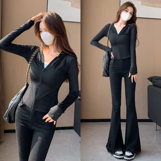 เสื้อกันแดด UV เสื้อกันยูวี สีพื้นแขนยาว ยืดหยุ่น ระบาย Yoga jacket เสื้อแจ็คเก็ตออกกำลังกาย แขนยาว มีซิปรูด รัดรูปสวย ผ