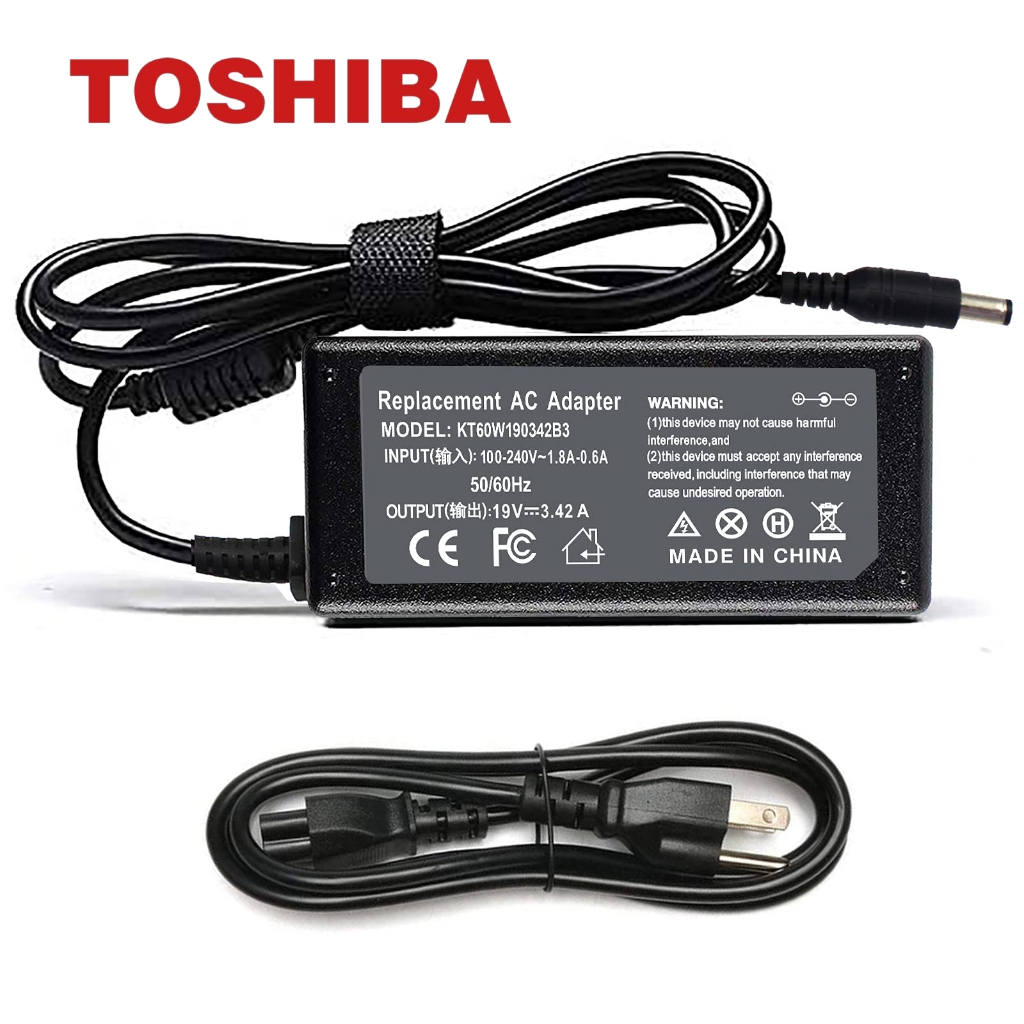 อะแดปเตอร์โน๊ตบุ๊ค TOSHIBA 19V3.42A(65W)หัวขนาด 5.5*2.5mm พร้อมสายไฟAC Laptop Power Notebook Adapter