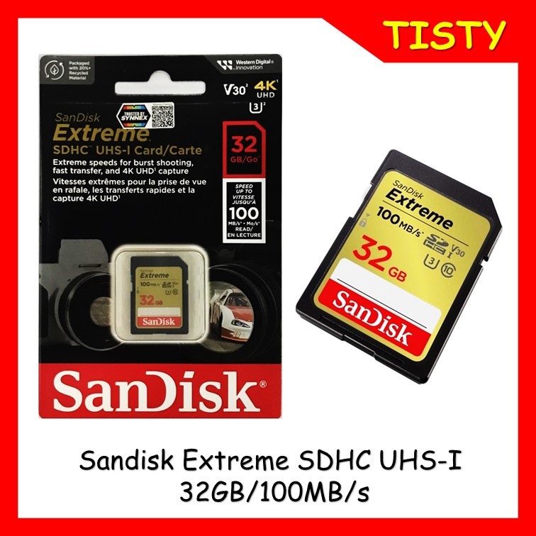 Sandisk Extreme SDHC Card 32GB  อ่าน 100MB/s เขียน 60MB/s  SDSDXVT-032G-GNCIN