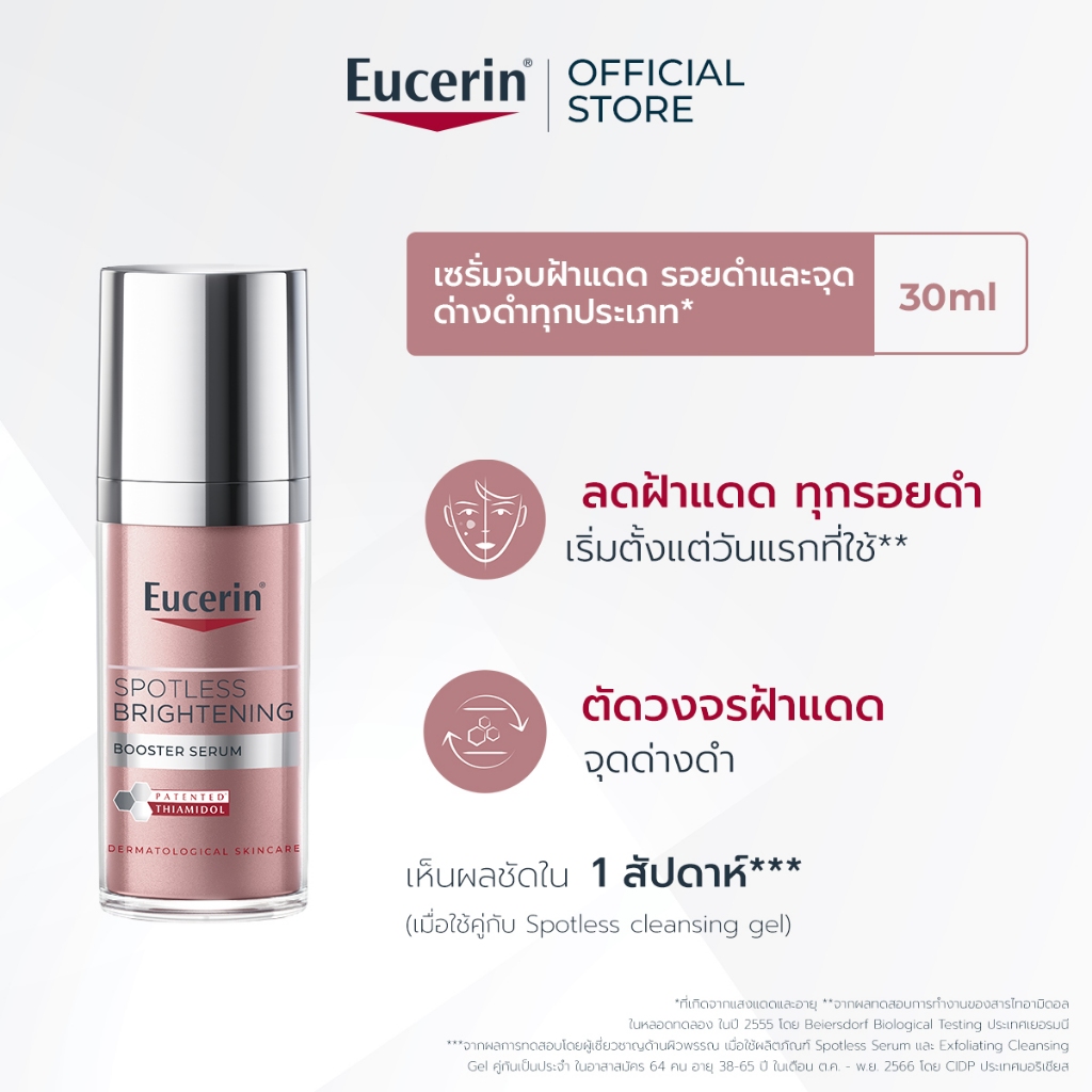 Eucerin SPOTLESS BRIGHTENING THIAMIDOL BOOSTER SERUM 30 ML เซรั่มจัดการฝ้าแดด กระ จุดด่างดำแก้ยาก