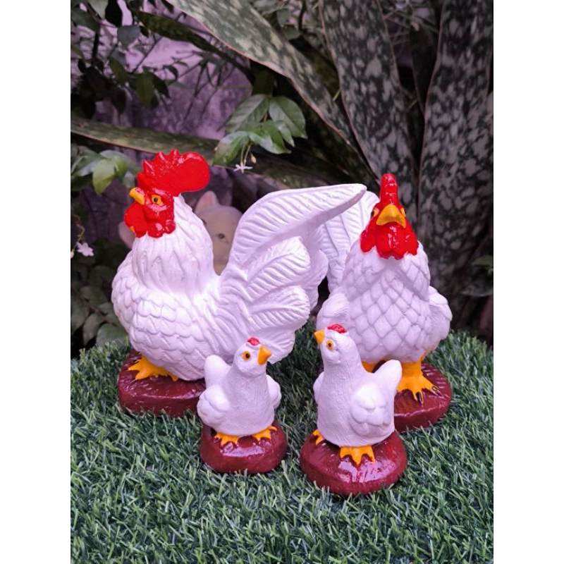 ปูนปั้นfamily ไก่แจ้ตกแต่งบ้าน ประดับสวนน่ารักๆมี 4 สี