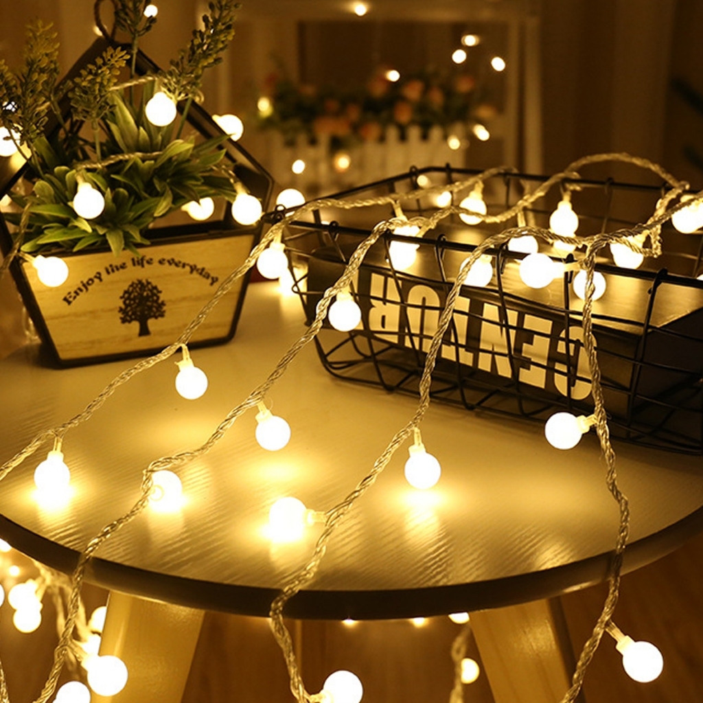 ไฟเชอรี่ LED 200 ดวง (20เมตร) ไฟประดับสำหรับแคมป์ปิ้ง ตกแต่งห้อง คริสต์มาส ไฟกลมสีขาว ใช้งานกลางแจ้งและในบ้าน