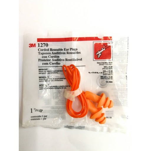 3M 1270 NRR 24 dB 3M แท้ 100%  ปลั๊กอุดหูลดเสียง 3M 1270 สีส้ม พร้อมจัดส่ง