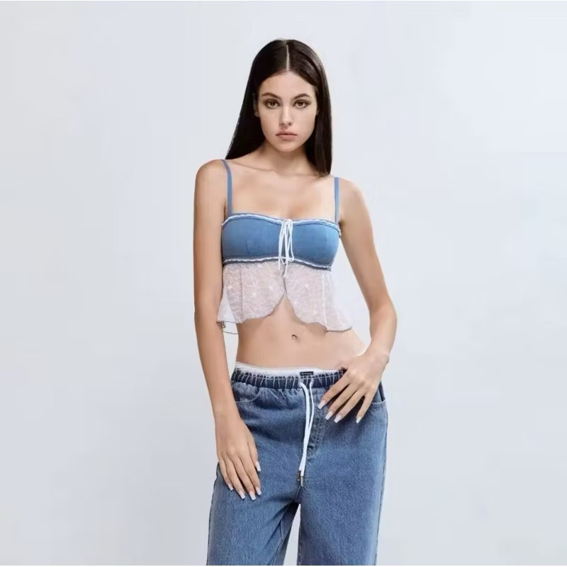 merge เสื้อสายเดี่ยว สียีนส์