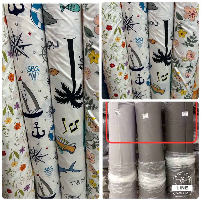ผ้าขายวัดเมตร-หน้ากว้าง96-104นิ้วความหนาแน่น100g.เนื้อผ้าCottonMixสีพื้นและพิมพ์ลาย