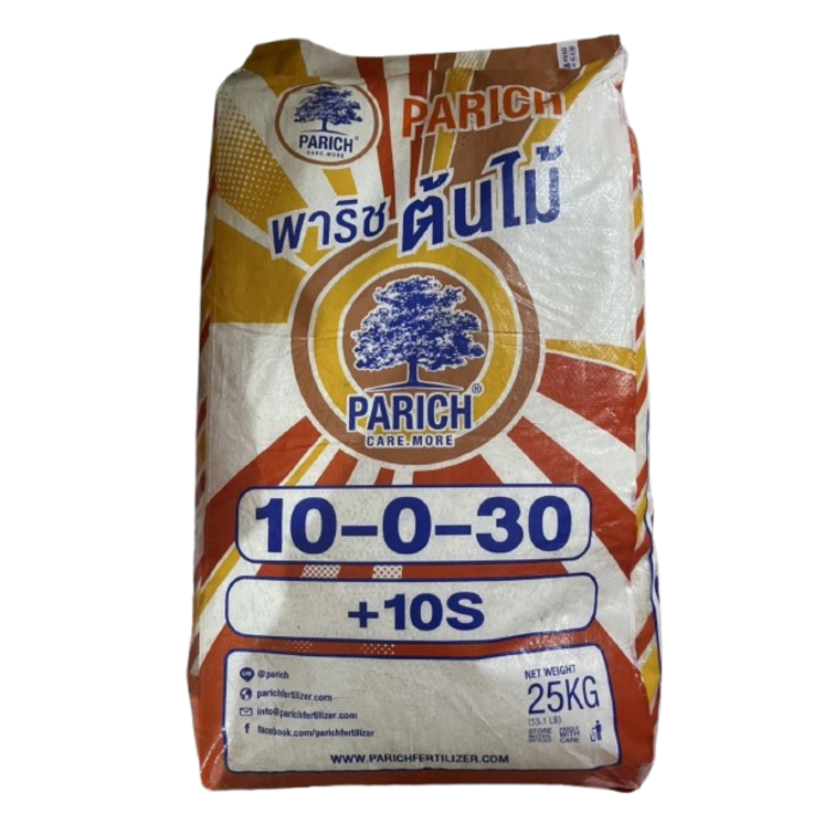 ปุ๋ยเคมี สูตร 10-0-30 พาริช ขนาด 25 กิโลกรัม