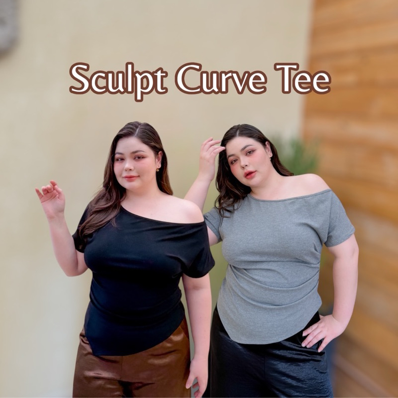 Lady M | Sculpt Curve Tee Plussize เสื้อปาดไหล่สีพื้นแขนสั้นต้อนรับซัมเมอร์ อกใหญ่! ใส่เที่ยวชิลๆ Everydaylook