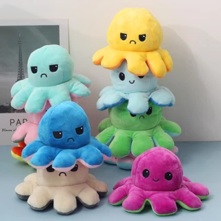 ส่งจากไทย !! ตุ๊กตาปลาหมึก 20cm ตุ๊กตาปลาหมึกเปลี่ยนหน้า กลับด้านสลับสี พลิกเปลี่ยนสีได้
