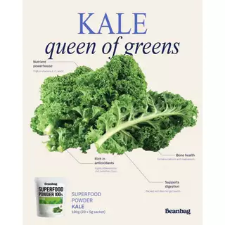 Beanbag superfood Organic Kale Powder เครื่องดื่มซุปเปอร์ฟู้ด ผงผักเคล 100g ออร์แกนิค100% ไม่มีน้ำตาล ไฟเบอร์สูง