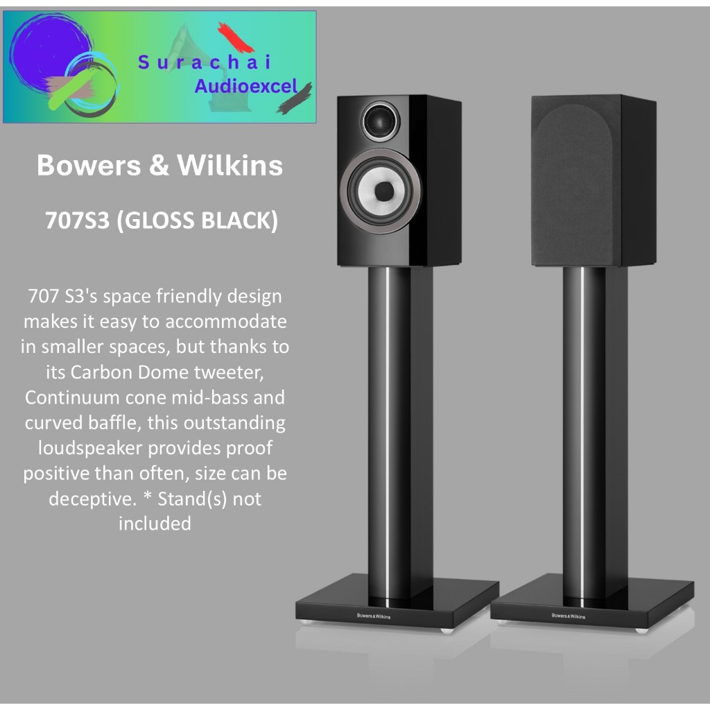 B&W 707 S3 (GLOSS BLACK) Bookshelf Speakers