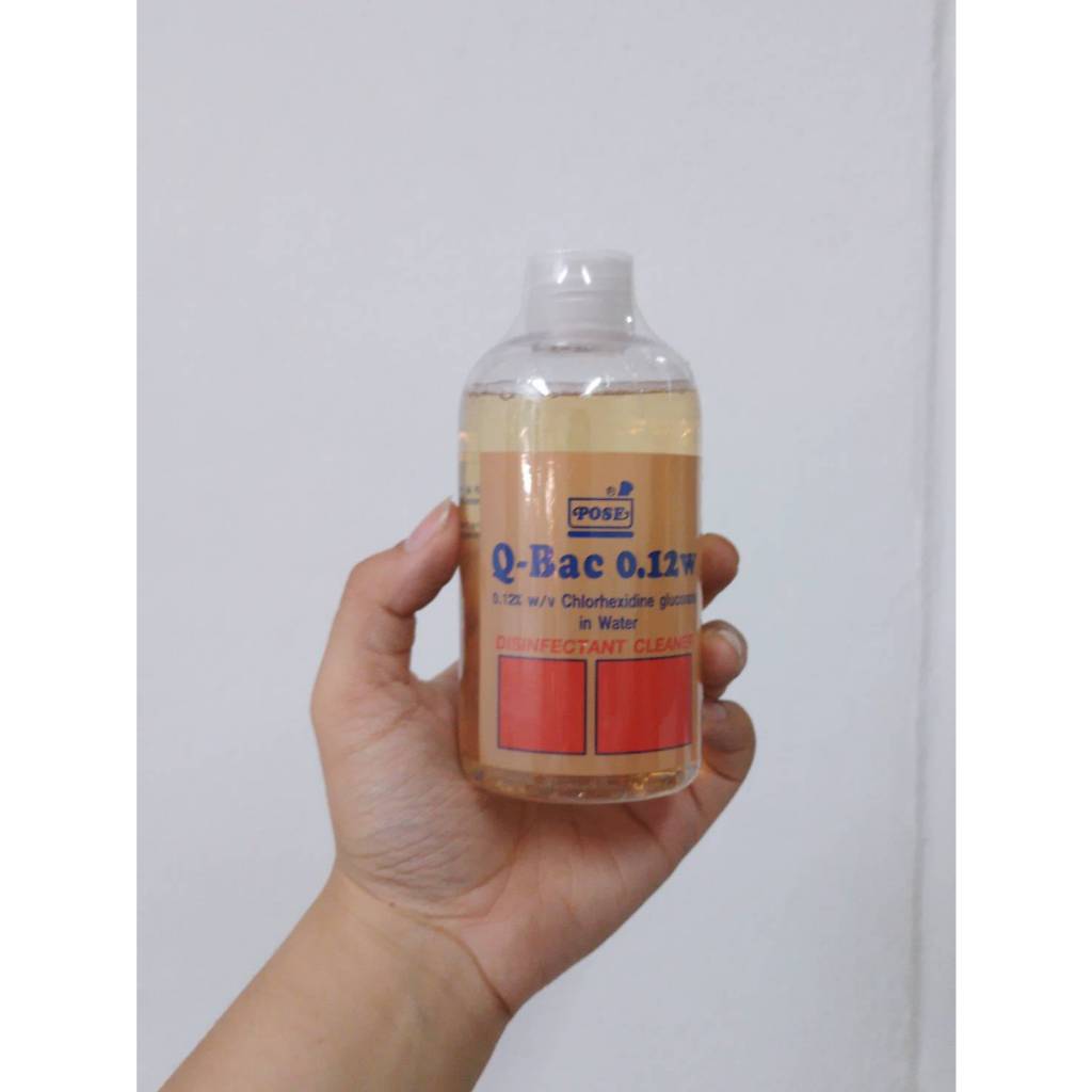 POSE Q-Bac 0.12W 250ml. ผลิตภัณฑ์น้ำยาฆ่าเชื้อที่ มี pH 5.5 (Chlorhexidine Gluconate 0.12% w/v in wa
