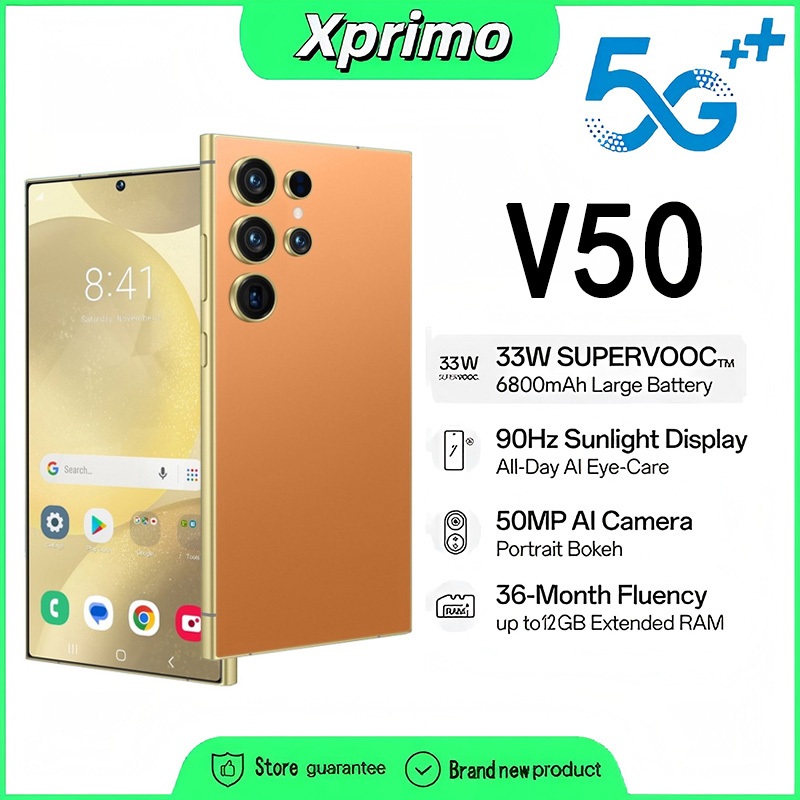 สมาร์ทโฟน V50 6.7 นิ้ว 12+512GB Android 5G มือถือราคาถูก รองรับ 2 ซิม รับประกัน 1 ปี COD