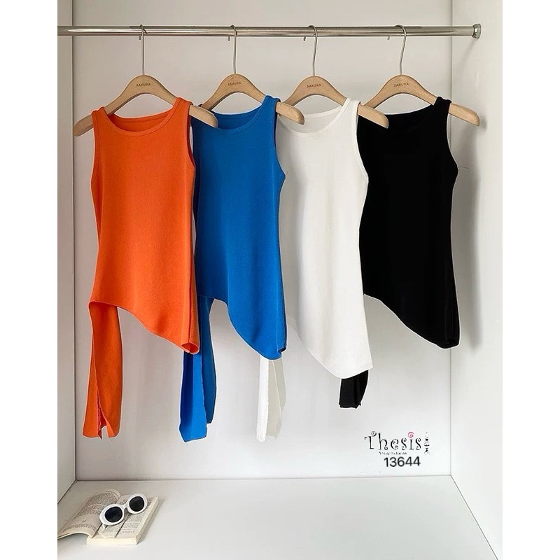 🌿🌸🌼🌺🧡💙🖤🇰🇷 Knit Sleeveless Tie Bow Waist Top