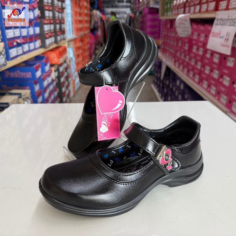 รองเท้านักเรียนหญิง Popteen รุ่น PT88A,PT99,PT999,PT999L สีดำ