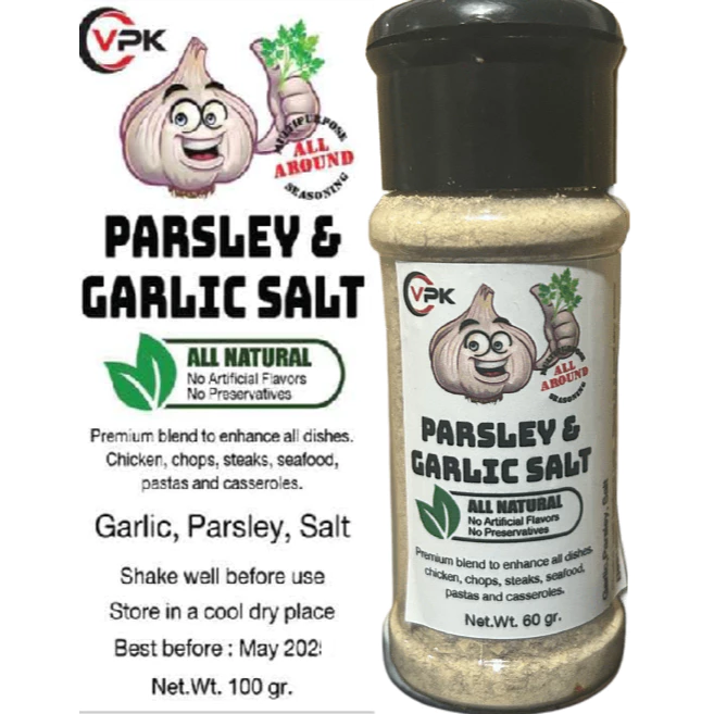Garlic Parsley Salt -Parsley Garlic Salt Shaker- Multipurpose Seasoning MSG Free-UK, AU, US food-60gr-100gr