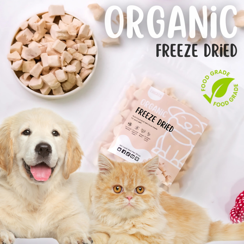 ขนมฟรีซดรายสุนัขและแมว 20กรัม (g) อกไก่ฟรีซดราย ไร้สารปรุงแต่ง ไม่เติมเกลือ Freeze dried Food grade