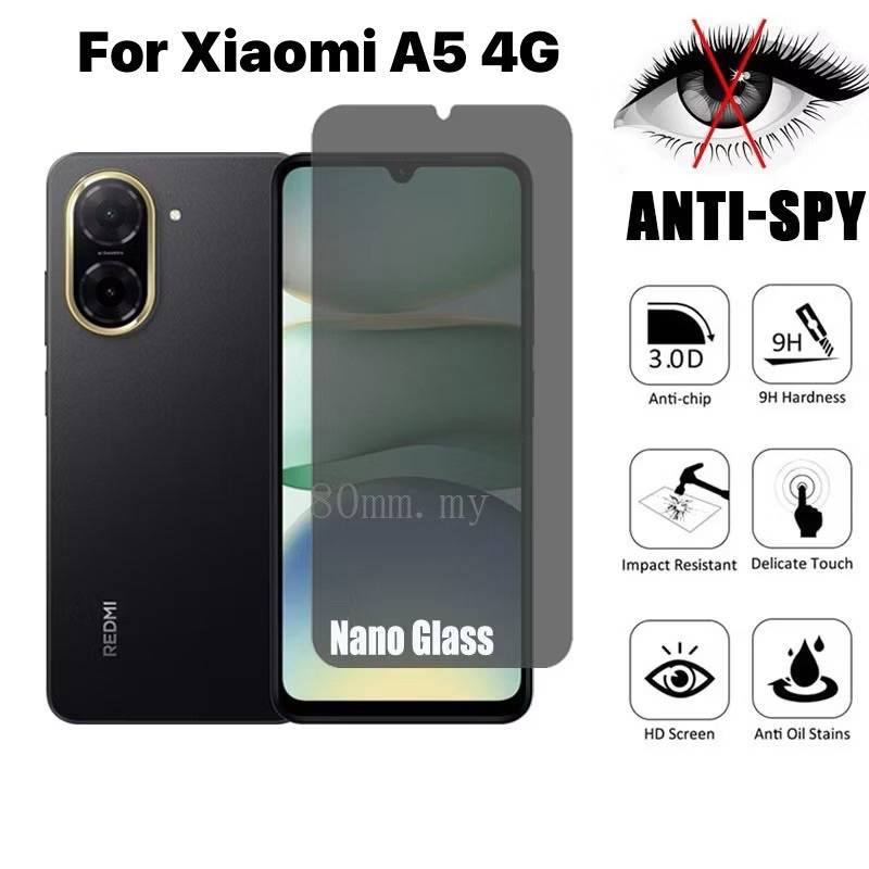 ฟิล์มกระจกนิรภัยแบบเต็มจอ (แบบใส)(แบบด้าน)(แบบกันมอง) สำหรับรุ่น Xiaomi Redmi A5 ตรงรุ่น!! ฟิล์มกระจกนิรภัยกันรอยขีดข่วน