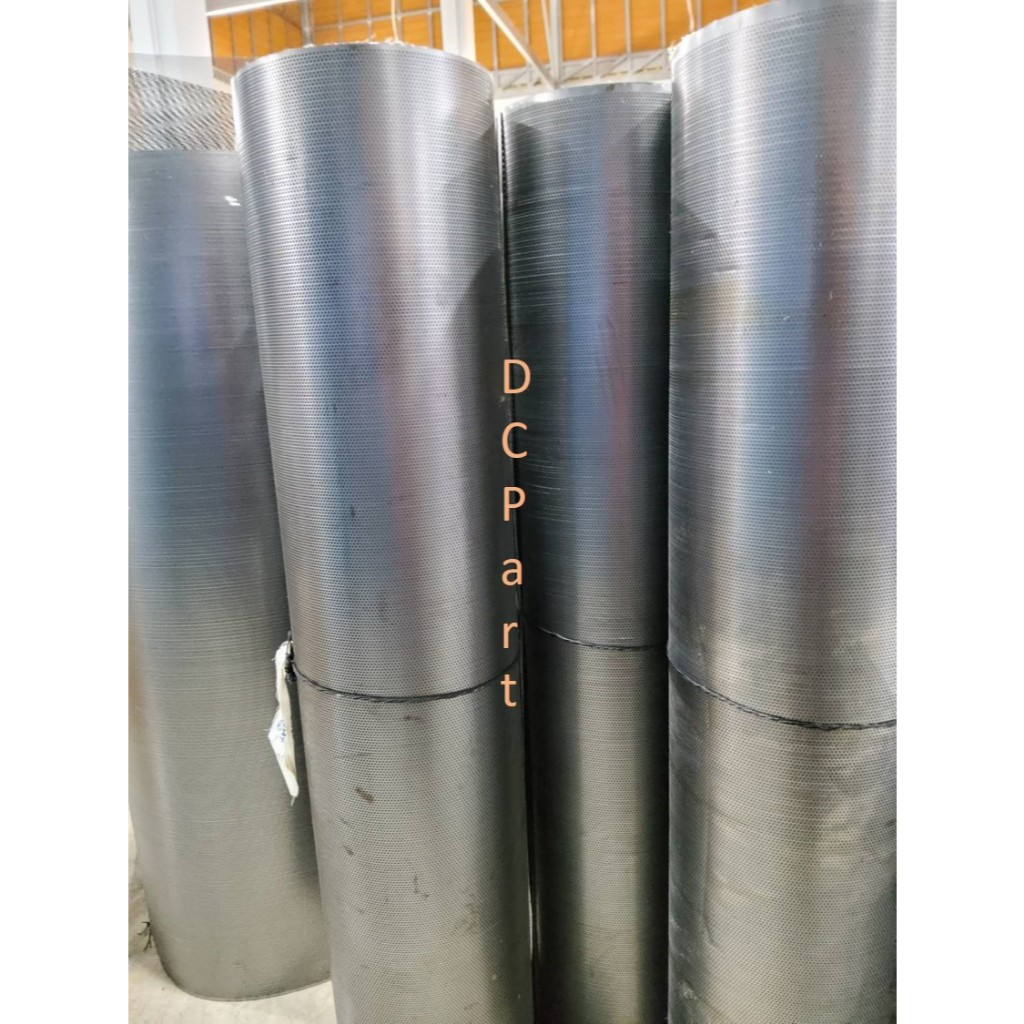 ตะแกรงรูกลมขายยกแผ่น ขนาด 122x244 ซม. หรือ 4x8 ฟุต ความหนา 0.6 มิล  วัสดุเหล็กขาว ขนาดรู 1.1-8.5 มม.