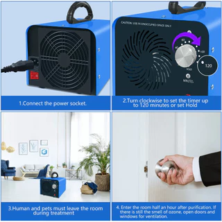 Ozone Generator เครื่องอบโอโซน สำหรับฆ่าเชื้อ ความเข้มข้นสูง 36G-68G/Hours โอโซน ฟอกอากาศ แบคทีเรีย จับเวลา 120 นาที
