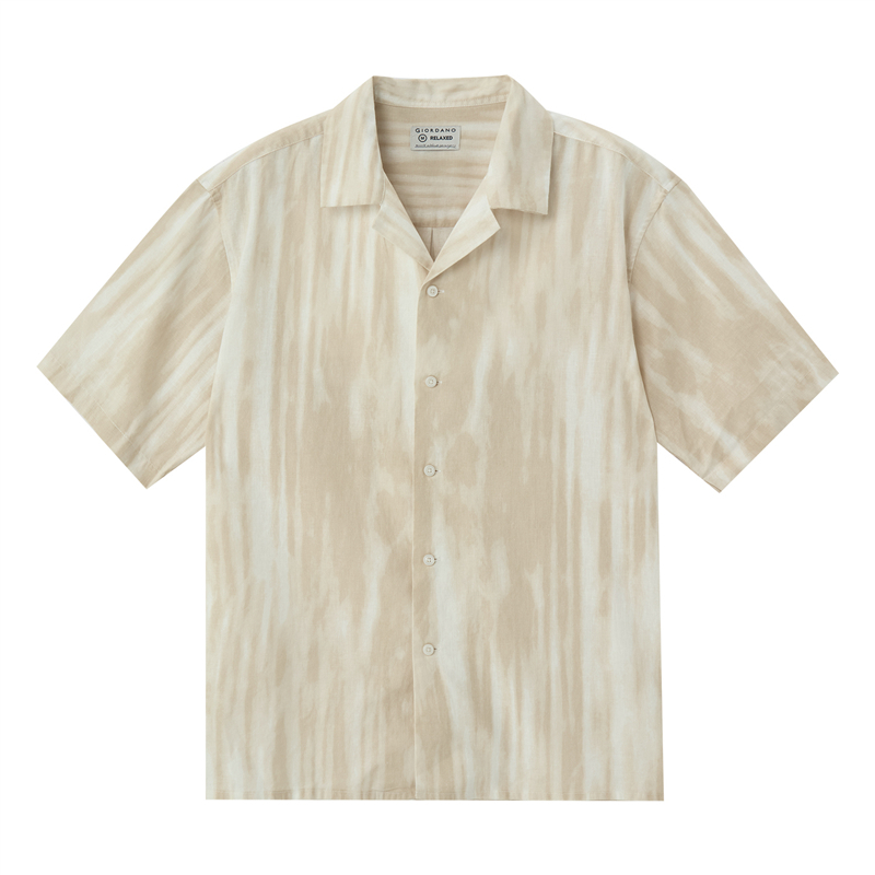 GIORDANO เสื้อเชิ้ตผู้ชาย แขนสั้น Men's Linen Cotton Loose Shirt 01045206