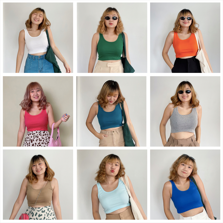 upeachme(E4,E5) Cott Tank Top [อก-40] เสื้อกล้ามสีพื้นตัวสั้นผ้ายืดได้เยอะใส่สบายสไตล์มินิมอล