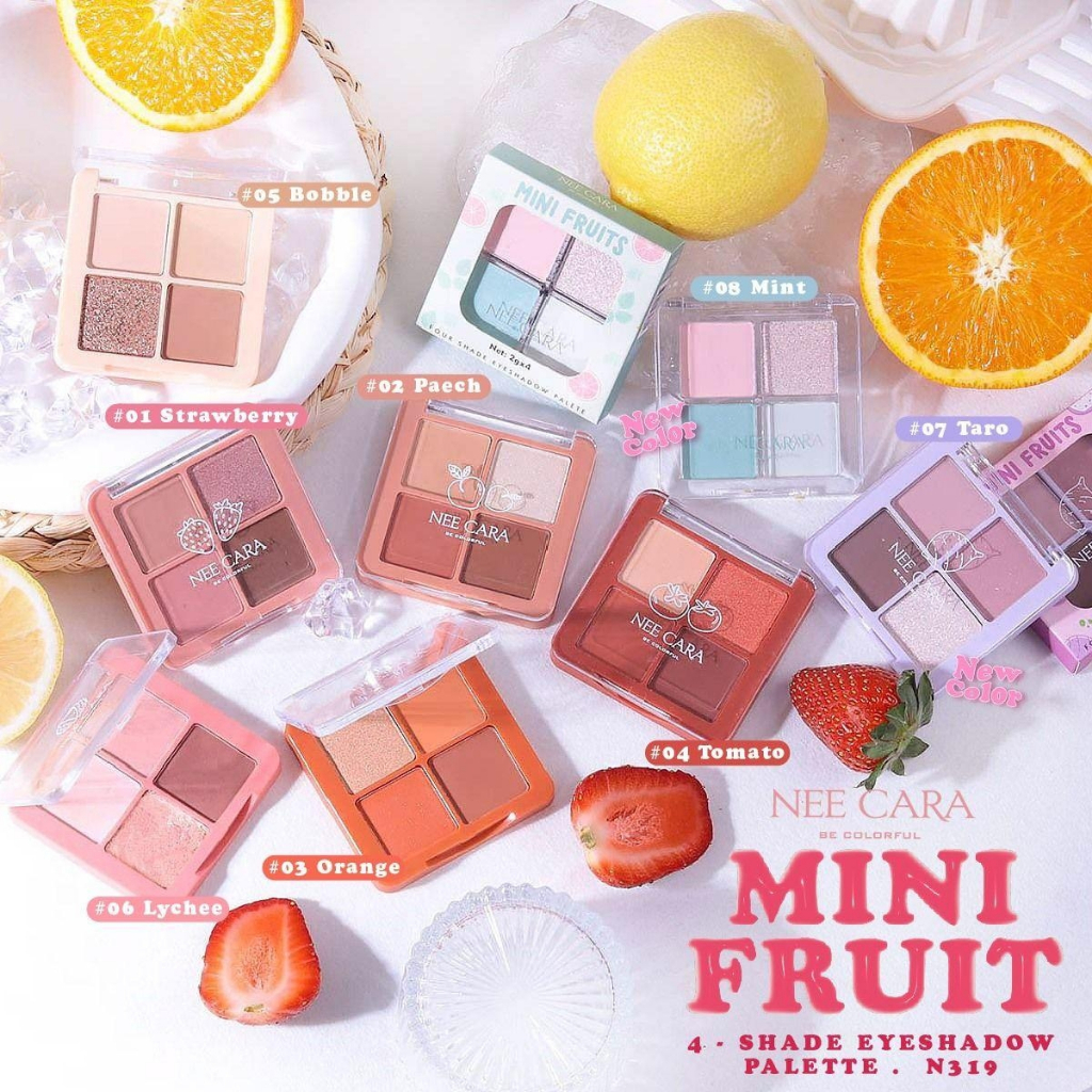 NEE CARA 319Mini Fruits Eyeshadow NEW!!! นีคาร่า อายแชโดว พาเลท 4 หลุม เนื้อดี เกลี่ยง่าย N319
