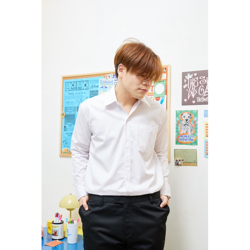 เสื้อนักศึกษาชาย แขนยาว  แบบถูกระเบียบ ใส่เข้าสอบได้ ใส่ติดต่องานราชการ ราคา ถูกที่สุด ดีลบีเคเค แกลเลอรีภาพที่ 2