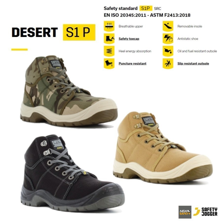 SAFETY JOGGER – DESERT S1P รองเท้าเซฟตี้ หัวเหล็ก คุณภาพสูง มาตรฐานสากล รองเท้านิรภัย