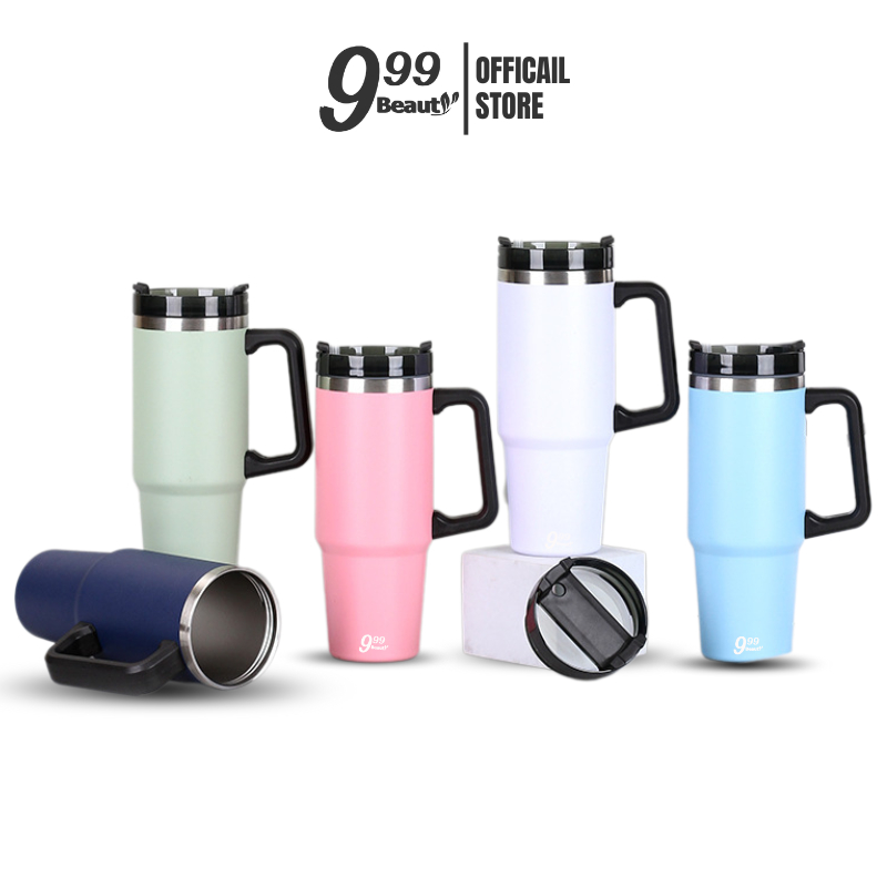 999Beauty แก้วเก็บความเย็น กระติกน้ำร้อน 40ออนซ์ แก้วกาแฟ สเตนเลส พร้อมหลอดดูด กระติกเก็บความเย็น คว