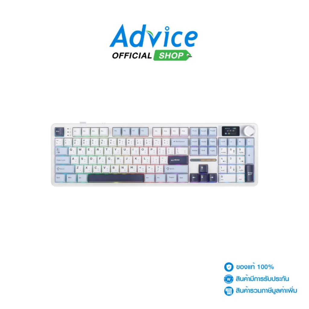 AULA WIRELESS/BLUETOOTH KEYBOARD (คีย์บอร์ด) F108PRO LIGHTBLUE/WHITE/BLACKPURPLE REAPER-SWITCH - A01