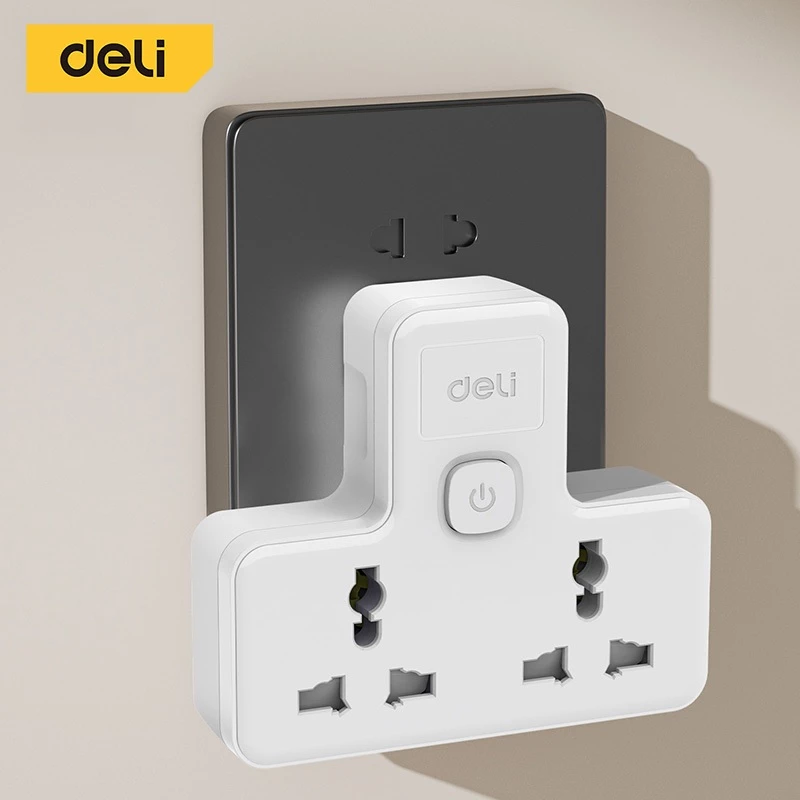Deli ปลั๊กแปลง ปลั๊กไฟ กำลังไฟ 10A 2500W อแดปเตอร์ ปลั๊กสากล ทนความร้อนได้ 750องศา Universal Adapter thumbnail 9