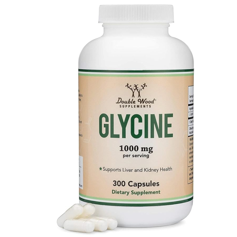Double Wood Glycine Supplement 1,000mg Glycine Powder per Serving (300 Capsules) The Relaxing Amino 
