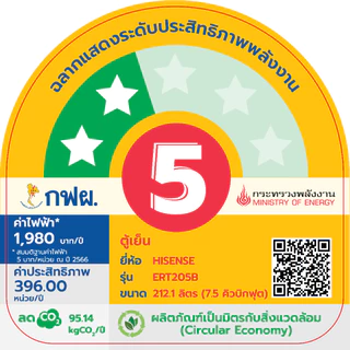 Hisense ตู้เย็น 2 ประตู 7.5Q / 212.1 ลิตร รุ่น ERT205B สีดำ
