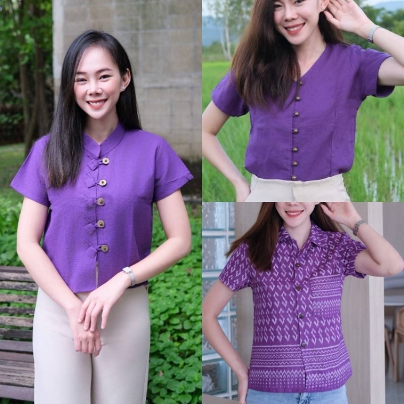 [พร้อมส่ง] เสื้อผ้าฝ้าย รวมงานสีม่วง 34-42นิ้ว