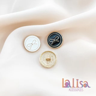 กระดุมโลหะรูปโบว์หูกระต่ายดีไซน์ผ้าเเคชเมียสไตล์คุณหนู alloy button HUY-18mm