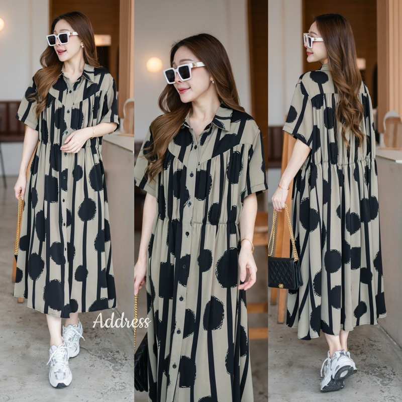 🌈🌿🌺🌸🌼🩶🖤🇰🇷 Floral Short Sleeve Maxi Dress Shirt