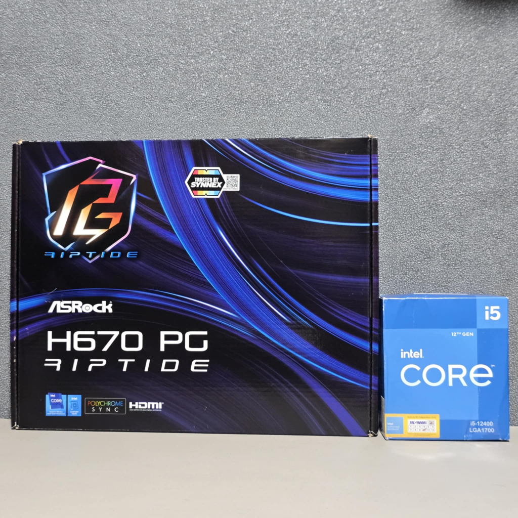 CPU INTEL CORE I5 12400 (Intel UHD Graphics 730) + ASROCK H670 PG RIPTIDE DDR4 (LGA 1700) (ATX) มือ2