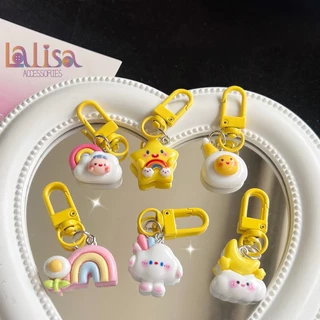 พวงกุญเเจสุดน่ารัก ลวดลายก้อนเมฆเเละสายรุ้งสุดน่ารัก alloy dogclips GM293