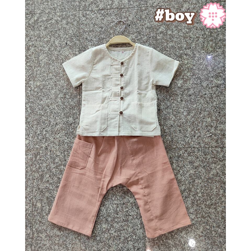 เสื้อผ้าฝ้ายเด็ก กระดุมผ่าหน้า สีพื้น - รูปที่ 3