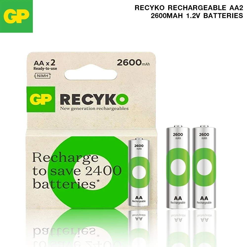 GP Recyko Rechargeable AA2 / AA4  2600mAh 1.2V Batteries ถ่านชาร์จ