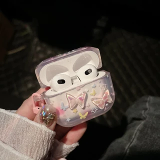 เคสหูฟัง Airpods4 ผีเสื้อ เคสใสการ์ตูนนูน Airpods เคสหูฟังบลูทูธ เคสหูฟังไร้สาย 1 2 pro pro2 gen gen2 gen3 Airpods3 4