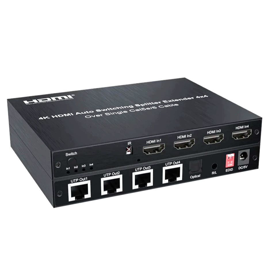 4x4 HDMI 4K Switch Splitter Extender 4 in 4 out over Single Cat5e/6 Cable