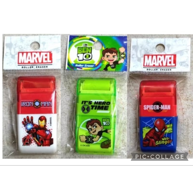 ยางลบมีลูกกลิ้งเก็บเศษ Roller Eraser ลายการ์ตูน princess, frozen, Ben-10, spiderman, ironman