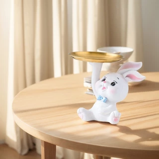 (ส่งจากไท) ถาดเรซิ่น รูปปั้นกระต่าย สําหรับตกแต่งบ้าน ถาดเก็บเครื่องประดับ รูปปั้นกระต่าย สําหรั บตกแต่งห้องนั่งเล่น