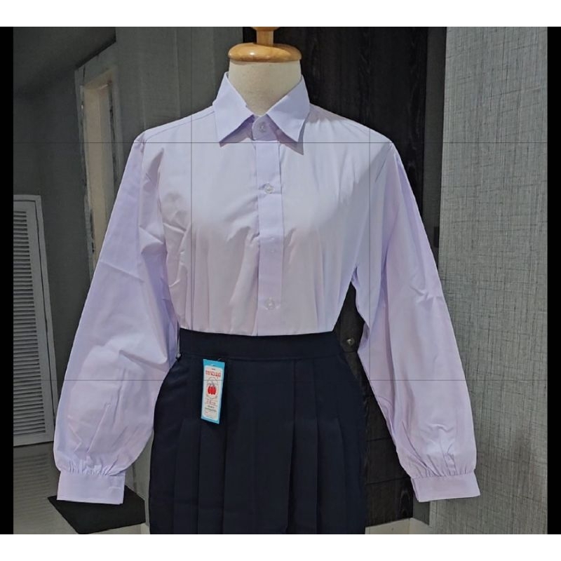 เสื้อเชิ้ตนักเรียนแขนยาว(นักเรียนหญิง ม.ปลาย สังกัด อบจ.) ตราเรือใบ